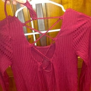 Red t-shirt midi dress open back